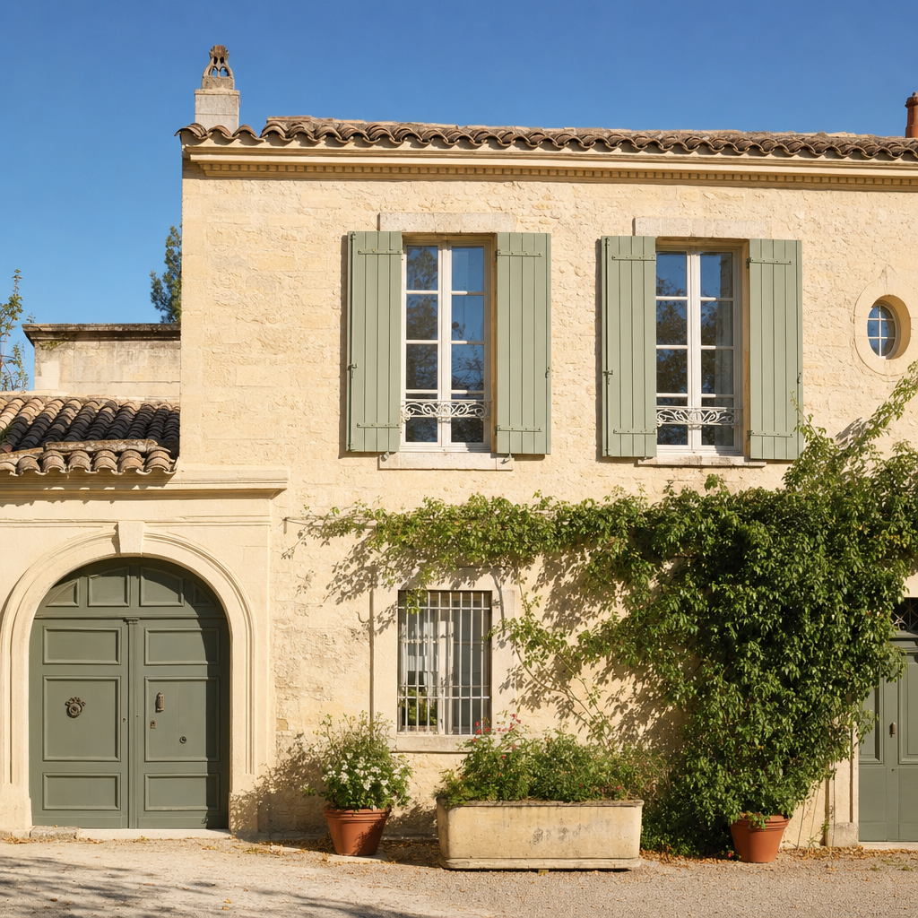 Façade languedocienne typique de l'Hérault, proche Montpellier