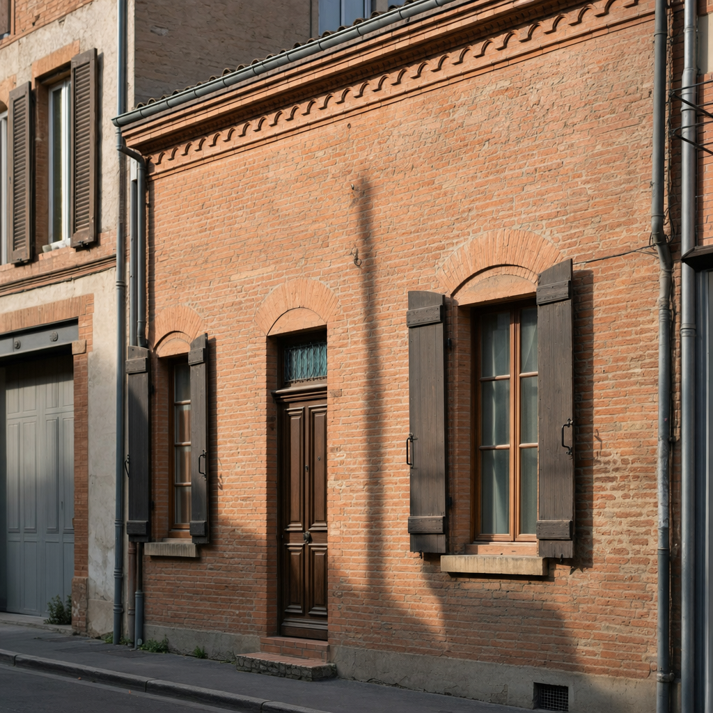 Échoppe toulousaine en brique foraine, bâti typique à rénover en Haute-Garonne