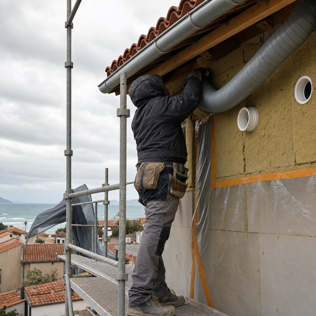 Isolation et ventilation d'une façade en zone venteuse dans les Pyrénées-Orientales